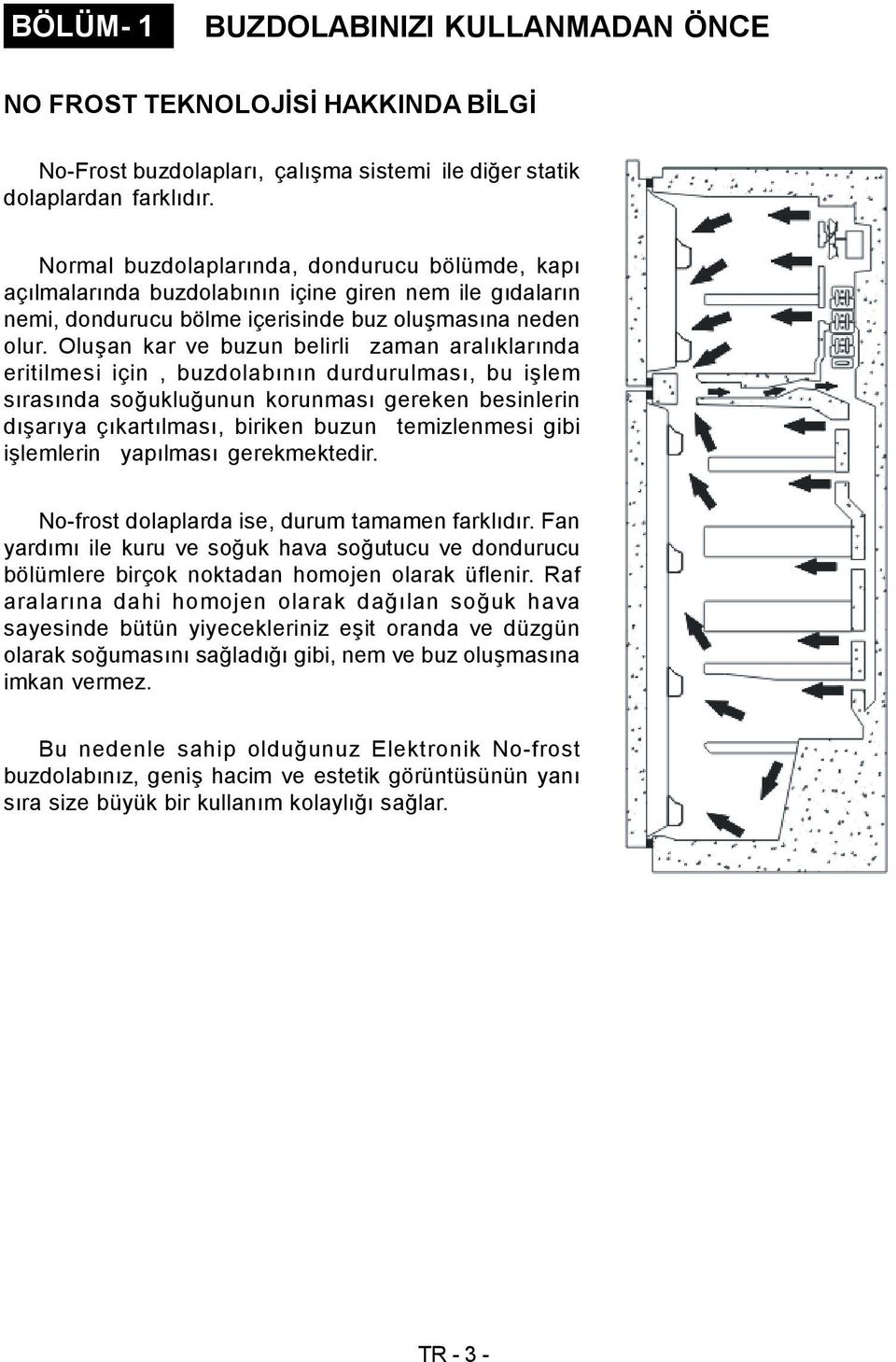 Oluşan kar ve buzun belirli zaman aralıklarında eritilmesi için, buzdolabının durdurulması, bu işlem sırasında soğukluğunun korunması gereken besinlerin dışarıya çıkartılması, biriken buzun