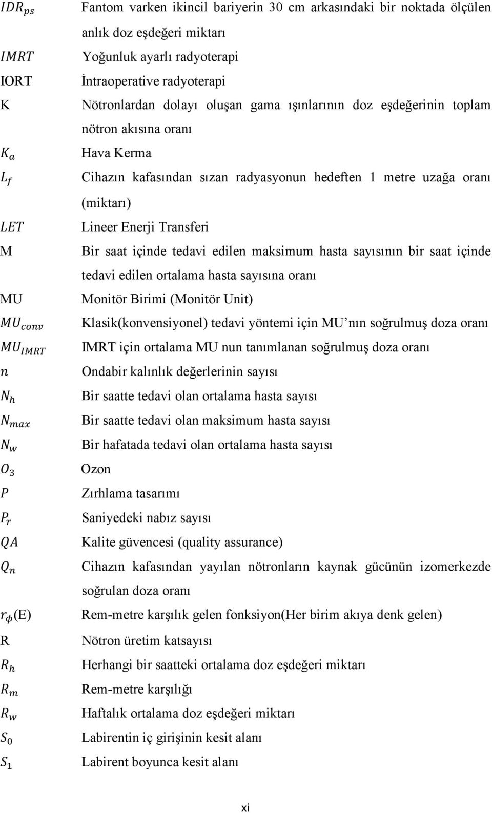 edilen maksimum hasta sayısının bir saat içinde tedavi edilen ortalama hasta sayısına oranı Monitör Birimi (Monitör Unit) Klasik(konvensiyonel) tedavi yöntemi için MU nın soğrulmuş doza oranı IMRT