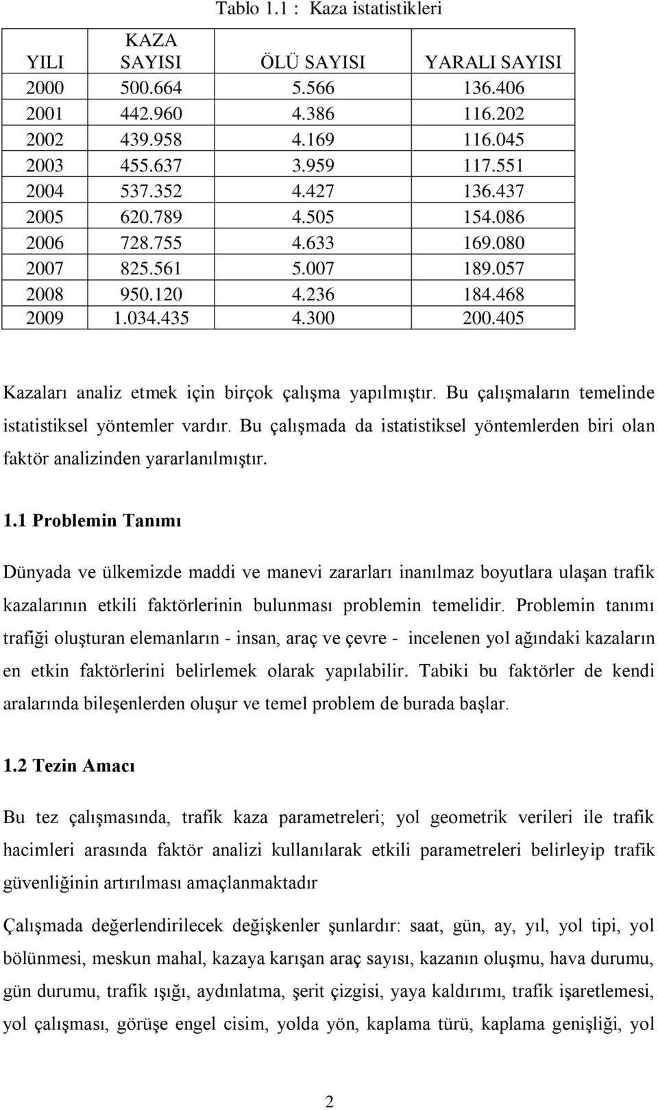 405 Kazaları analiz etmek için birçok çalıģma yapılmıģtır. Bu çalıģmaların temelinde istatistiksel yöntemler vardır.