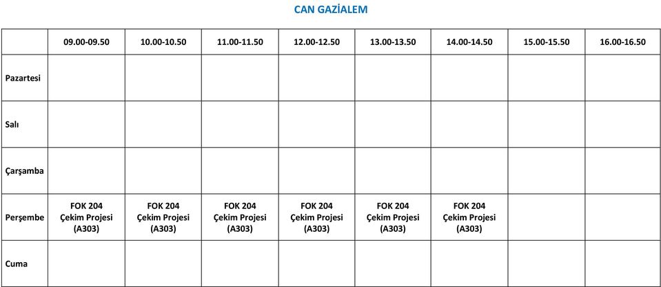 Projesi  Projesi FOK 204 Çekim