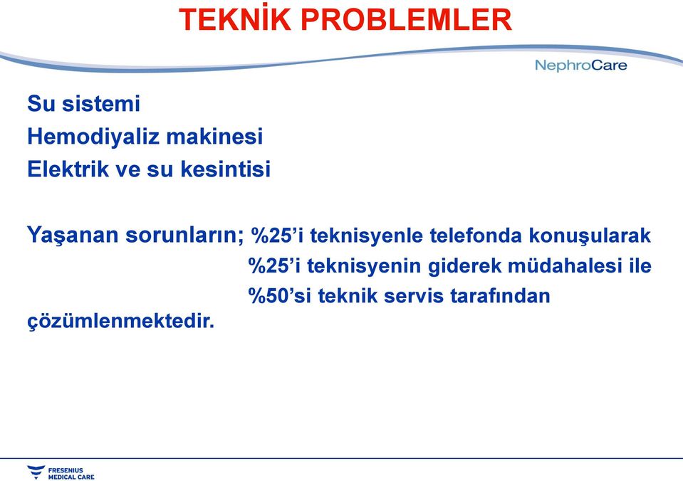 teknisyenle telefonda konuşularak %25 i teknisyenin