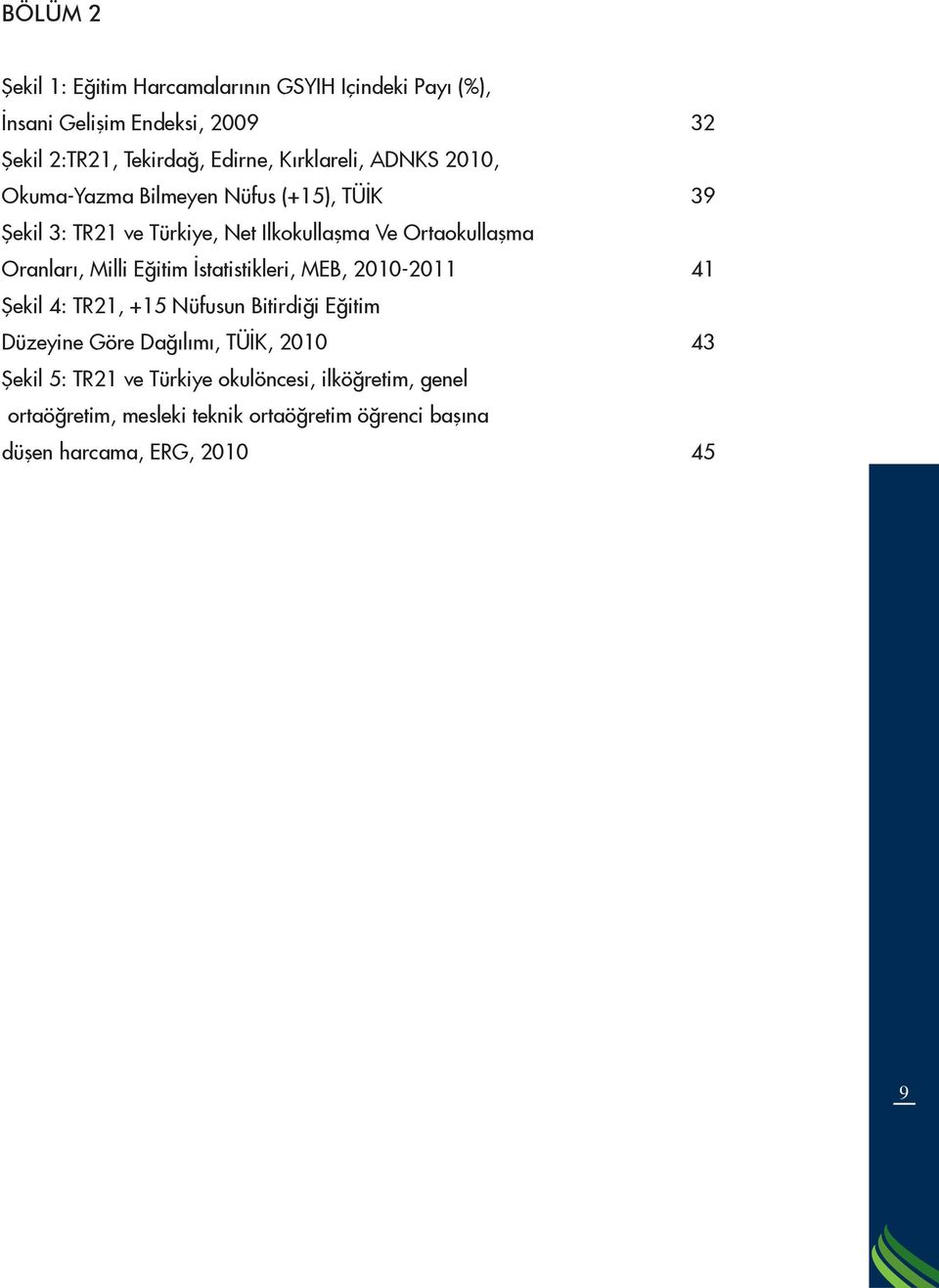 Oranları, Milli Eğitim İstatistikleri, MEB, 2010-2011 41 Şekil 4: TR21, +15 Nüfusun Bitirdiği Eğitim Düzeyine Göre Dağılımı, TÜİK,