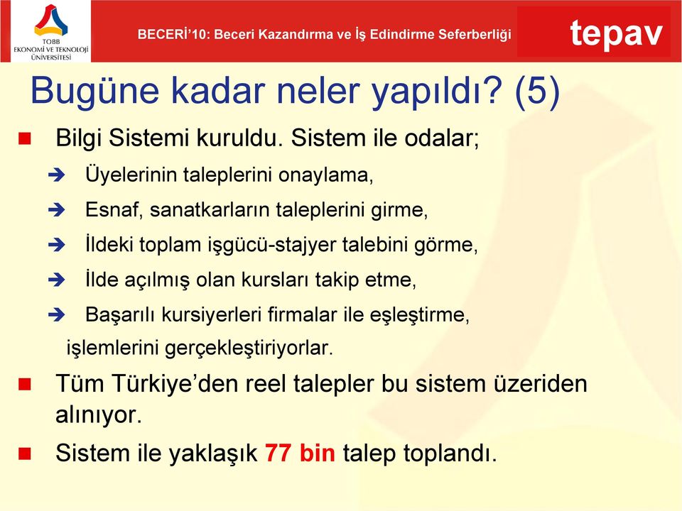 toplam işgücü-stajyer talebini görme, İlde açılmış olan kursları takip etme, Başarılı kursiyerleri