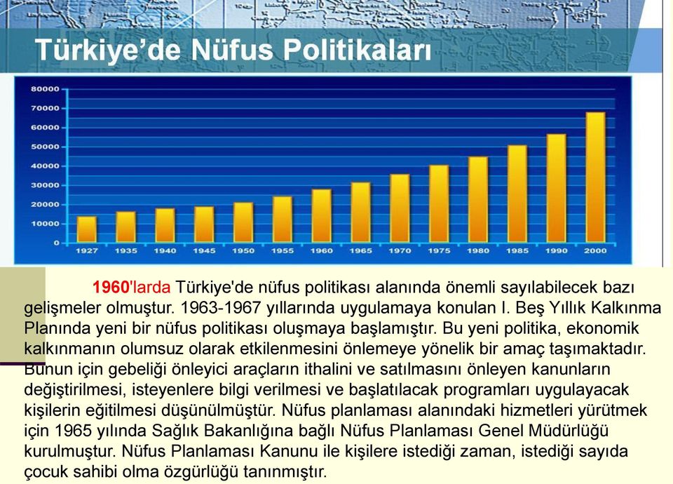 Bunun için gebeliği önleyici araçların ithalini ve satılmasını önleyen kanunların değiştirilmesi, isteyenlere bilgi verilmesi ve başlatılacak programları uygulayacak kişilerin eğitilmesi