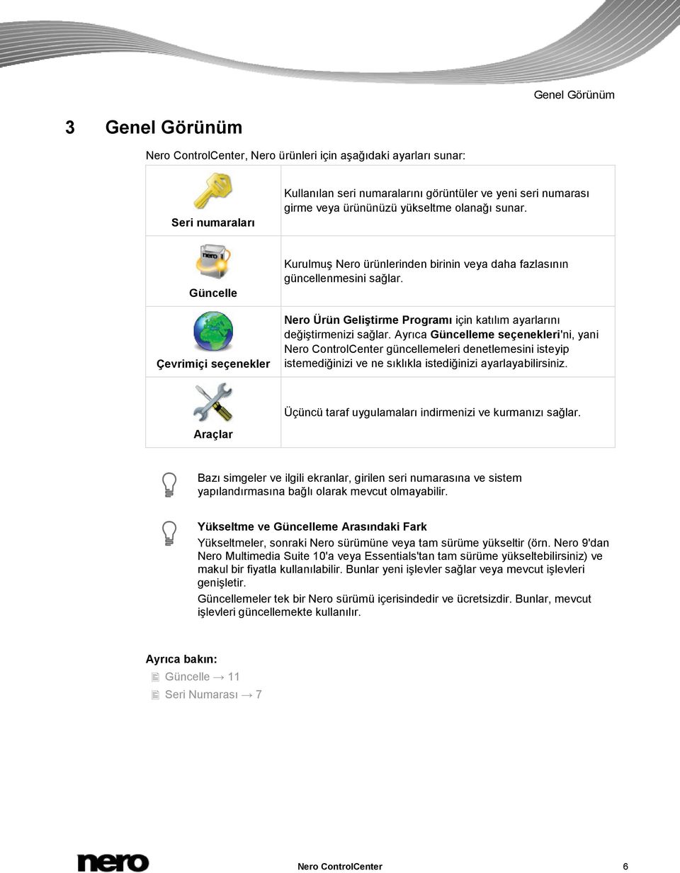 Nero Ürün Geliştirme Programı için katılım ayarlarını değiştirmenizi sağlar.