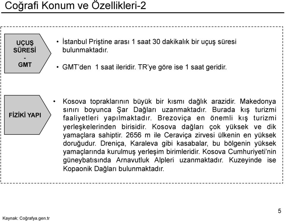 Brezoviça en önemli kış turizmi yerleşkelerinden birisidir. Kosova dağları çok yüksek ve dik yamaçlara sahiptir. 2656 m ile Ceraviça zirvesi ülkenin en yüksek doruğudur.