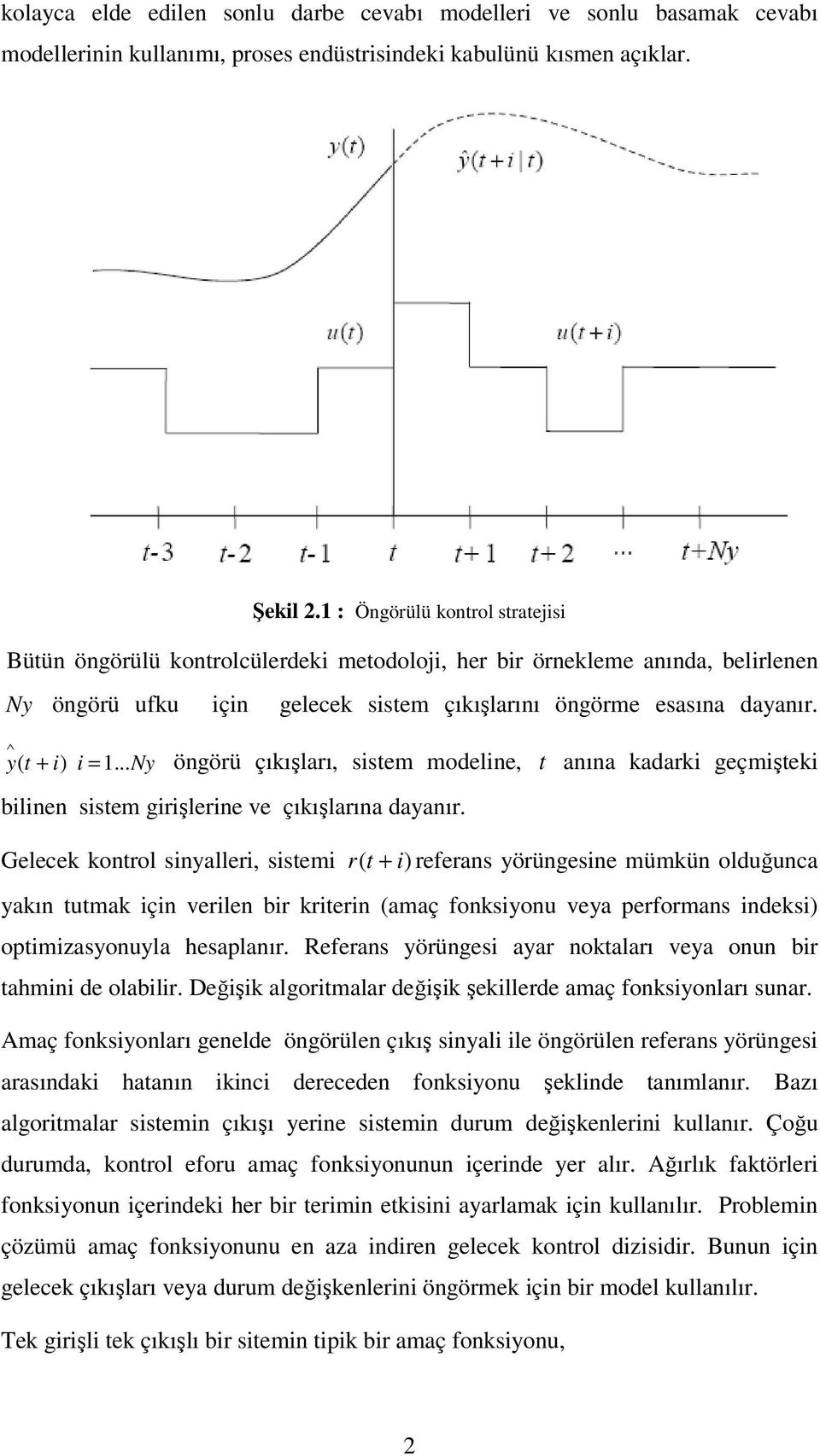 Gelecek konrol snyaller, ssem r referans yörüngesne mümkün oldğnca yakın mak çn verlen br krern amaç fonksyon veya performans ndeks opmasyonyla hesaplanır.