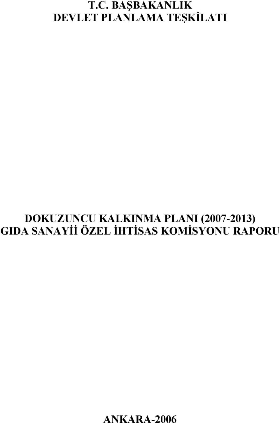 PLANI (2007-2013) GIDA SANAYİİ