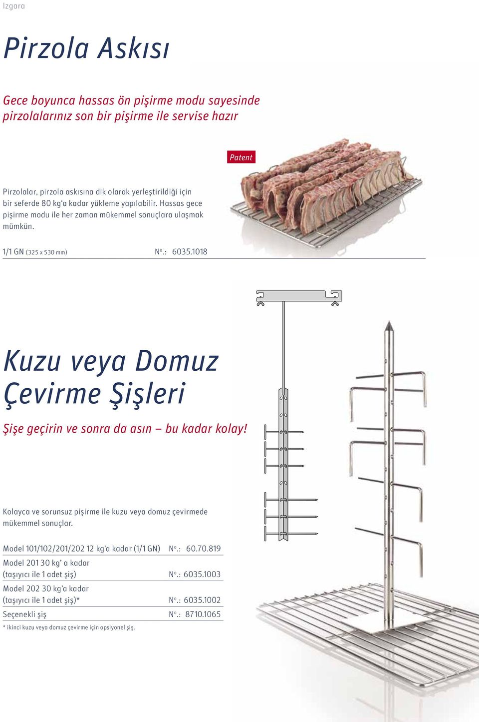 1018 Kuzu veya Domuz Çevirme Şişleri Şişe geçirin ve sonra da asın bu kadar kolay! Kolayca ve sorunsuz pişirme ile kuzu veya domuz çevirmede mükemmel sonuçlar.