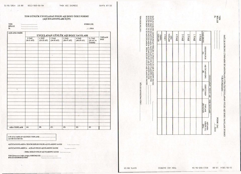 > ~ S D > ~' 05 < 03 s 2 > 50 * T3 9 IT > S ARA TPLAM (A) (B) ( (D) (E) (F) 0-59 AYA YAPILAN AŞI DZU TPLAMI: (AH(B)+(C>rDME) AŞI İSTASYNLARINA TESLİM EDİLEN PLİ AŞI FLAKNU SAYISI AŞI