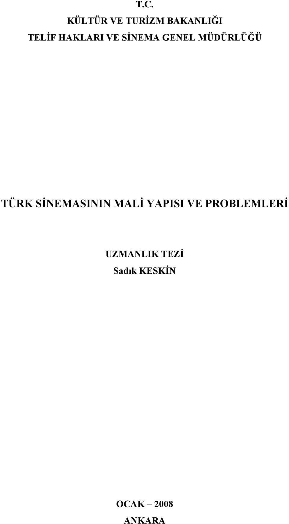 SİNEMASININ MALİ YAPISI VE PROBLEMLERİ