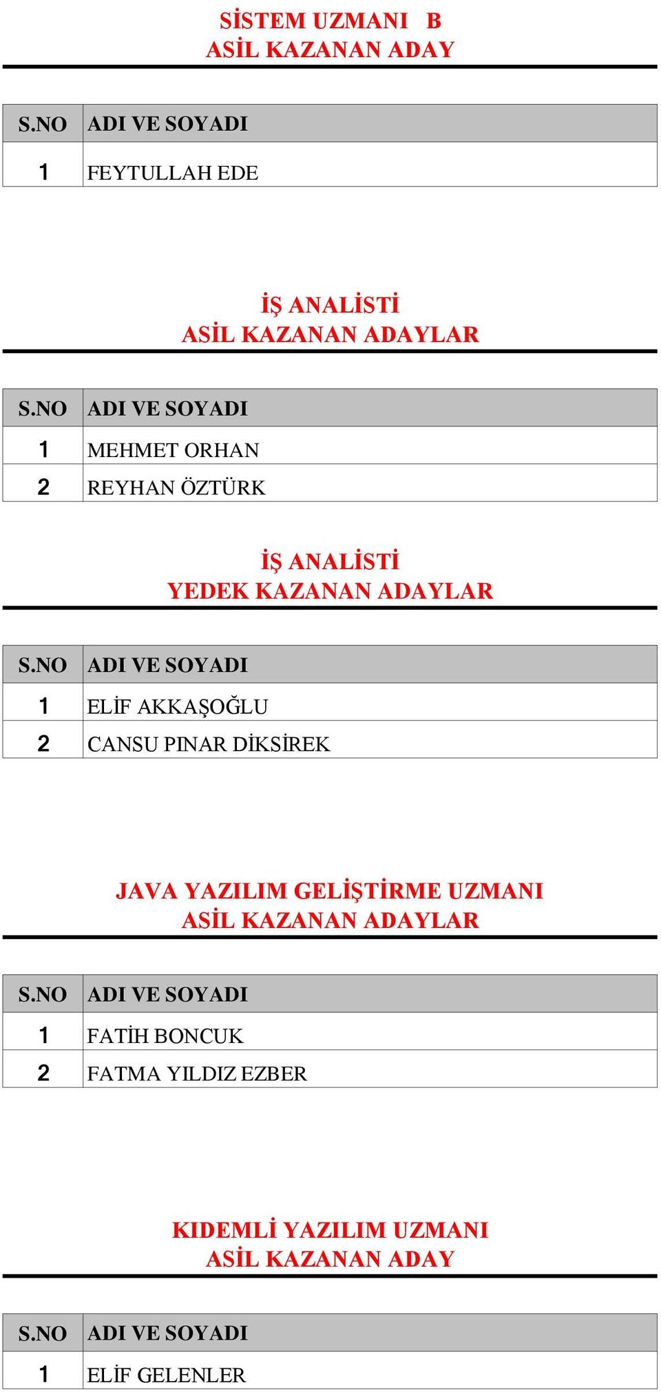 2 CANSU PINAR DİKSİREK JAVA YAZILIM GELİŞTİRME UZMANI LAR 1 FATİH