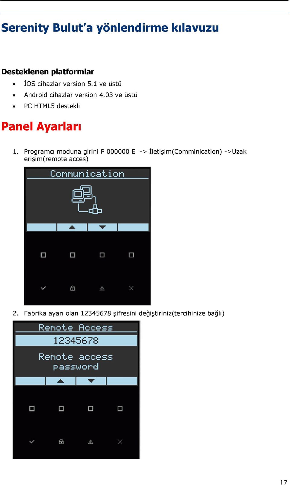 03 ve üstü PC HTML5 destekli Panel Ayarları 1.