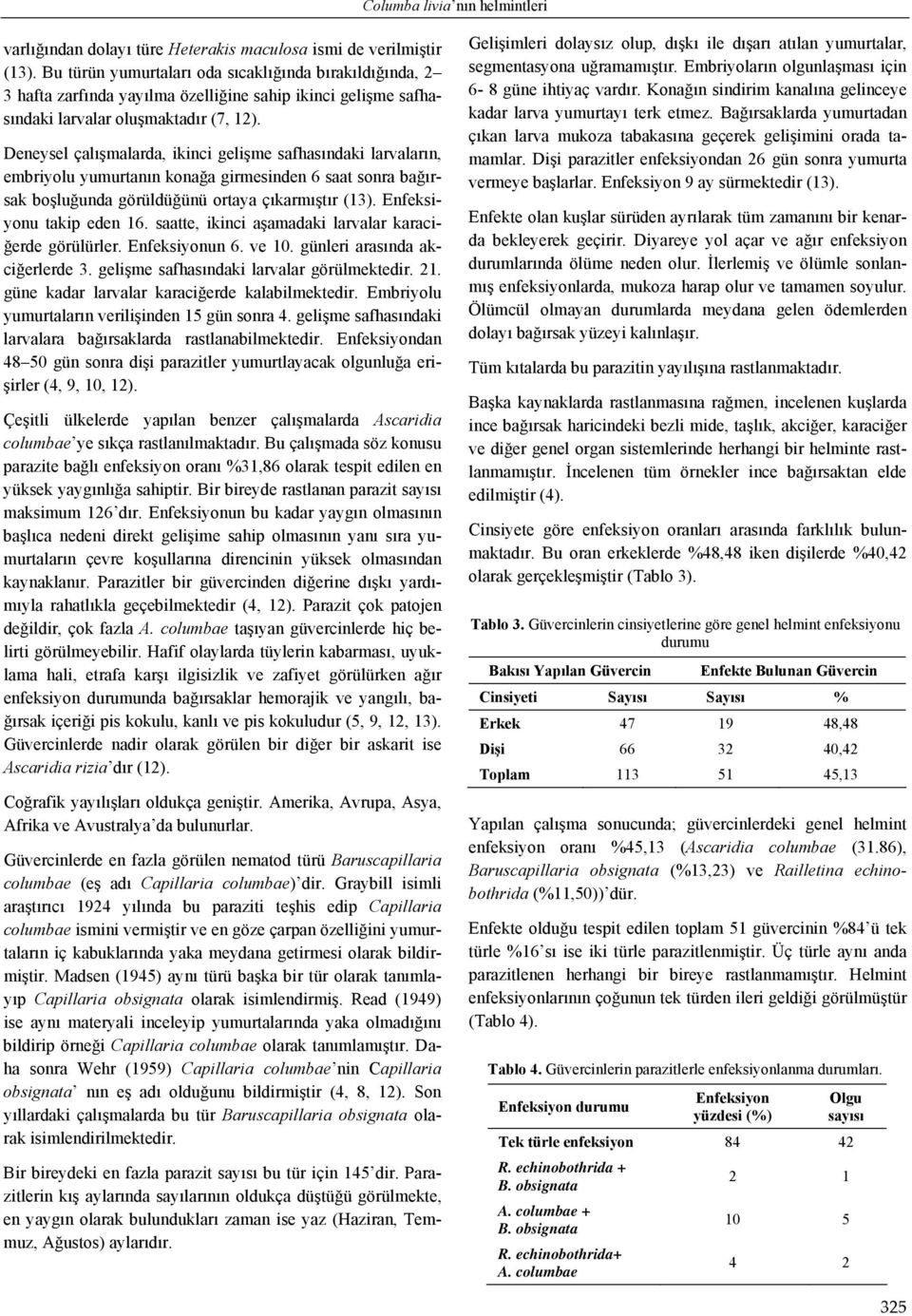 Deneysel çalışmalarda, ikinci gelişme safhasındaki larvaların, embriyolu yumurtanın konağa girmesinden 6 saat sonra bağırsak boşluğunda görüldüğünü ortaya çıkarmıştır (13). Enfeksiyonu takip eden 16.