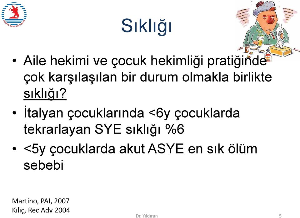 İtalyan çocuklarında <6y çocuklarda tekrarlayan SYE sıklığı %6