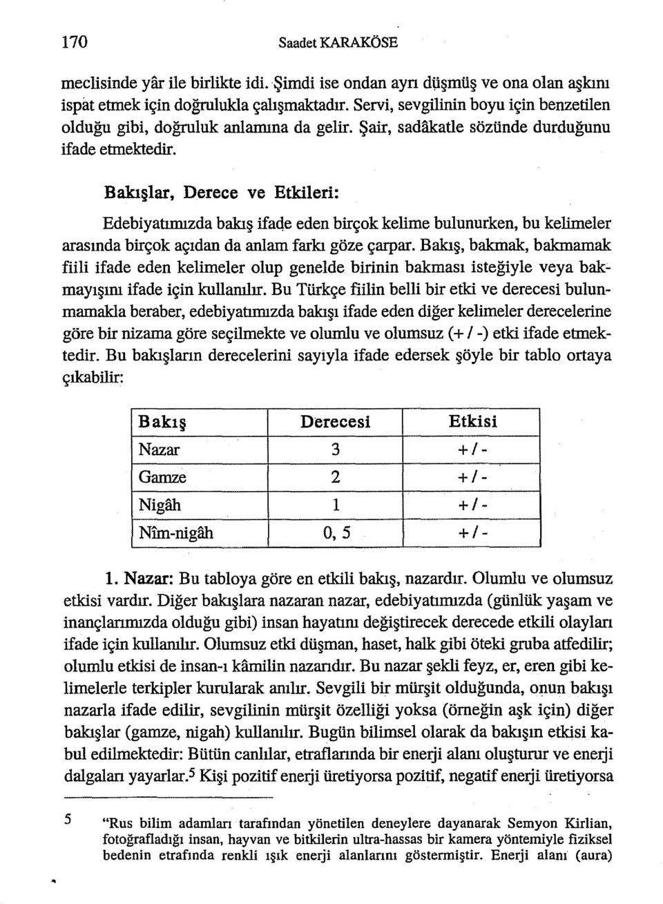 Bakışlar, Derece ve Etkileri: Edebiyatımızda bakış ifade eden birçok kelime bulunurken, bu kelimeler arasında birçok açıdan da anlam farkı göze çarpar.