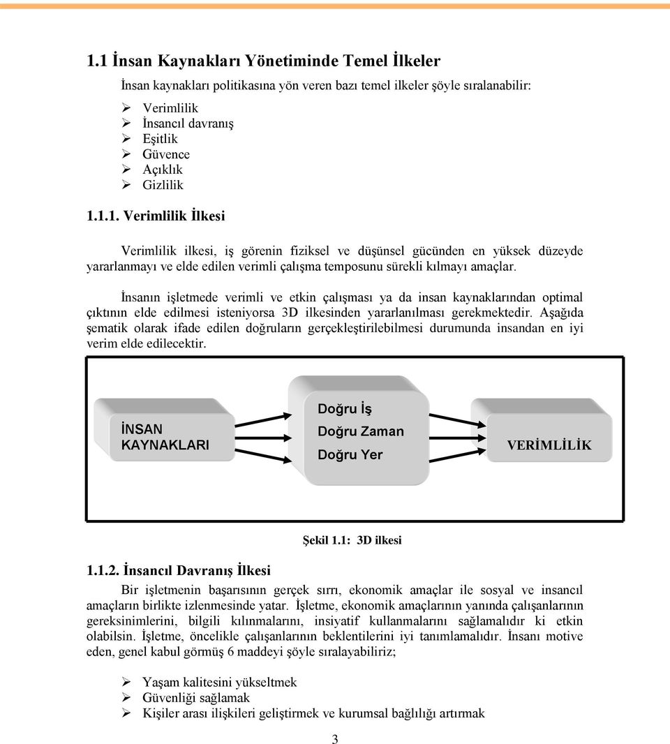 AĢağıda Ģematik olarak ifade edilen doğruların gerçekleģtirilebilmesi durumunda insandan en iyi verim elde edilecektir. İNSAN KAYNAKLARI Doğru İş Doğru Zaman Doğru Yer VERĠMLĠLĠK ġekil 1.