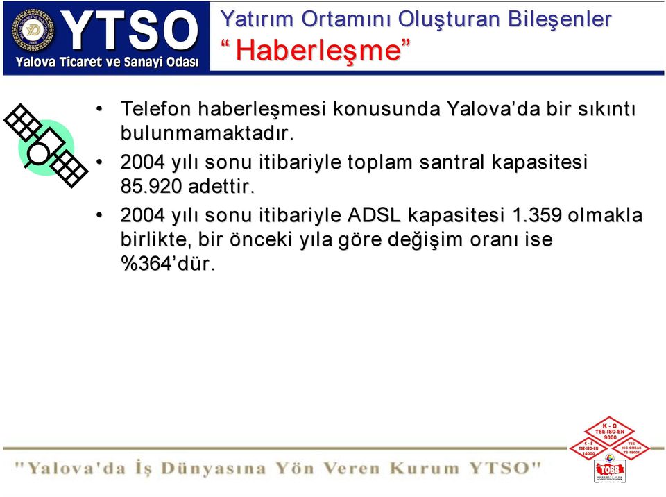 2004 yılı sonu itibariyle toplam santral kapasitesi 85.920 adettir.