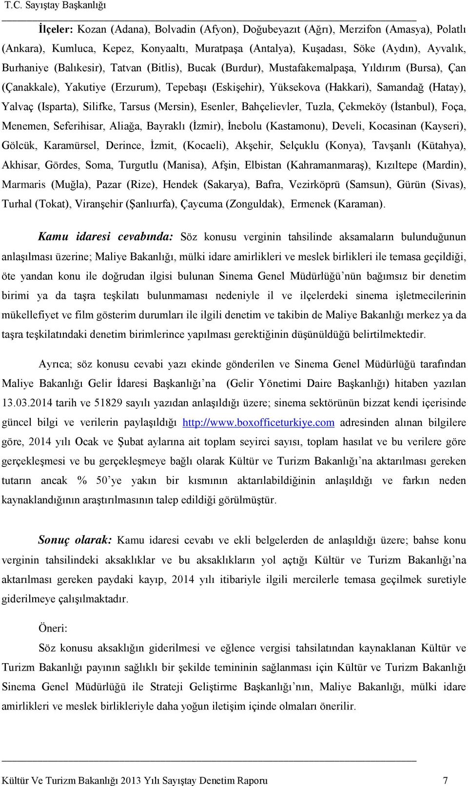 Yalvaç (Isparta), Silifke, Tarsus (Mersin), Esenler, Bahçelievler, Tuzla, Çekmeköy (İstanbul), Foça, Menemen, Seferihisar, Aliağa, Bayraklı (İzmir), İnebolu (Kastamonu), Develi, Kocasinan (Kayseri),