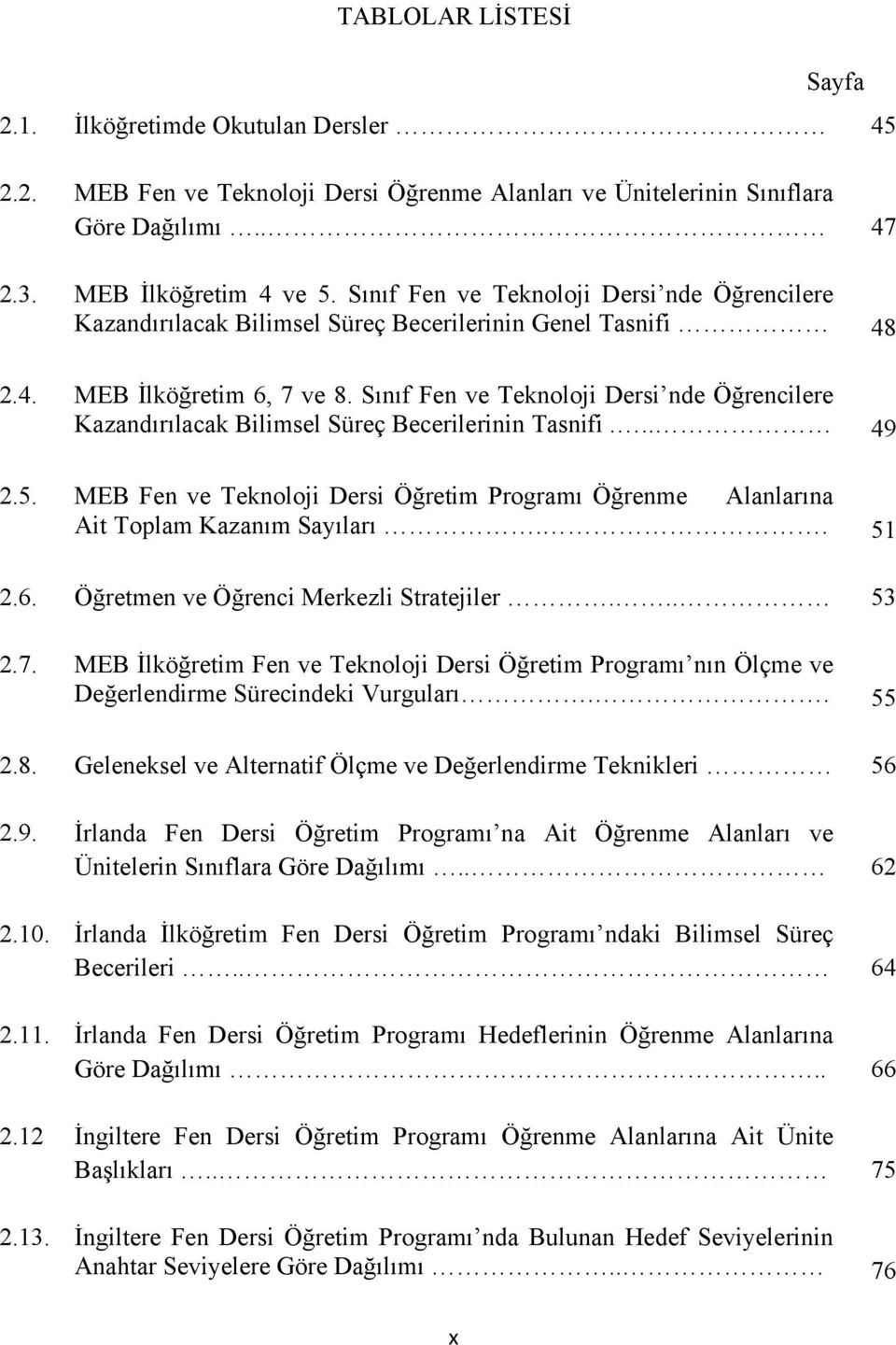 Sınıf Fen ve Teknoloji Dersi nde Öğrencilere Kazandırılacak Bilimsel Süreç Becerilerinin Tasnifi... 49 2.5. MEB Fen ve Teknoloji Dersi Öğretim Programı Öğrenme Alanlarına Ait Toplam Kazanım Sayıları.