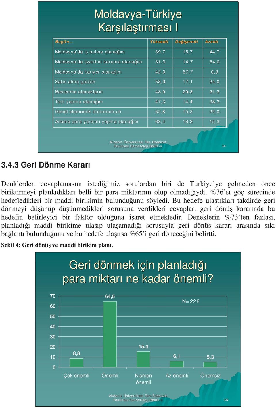 Üniversitesi Fen-Edebiyat Fakültesi Gerontoloji Bölümü 34 