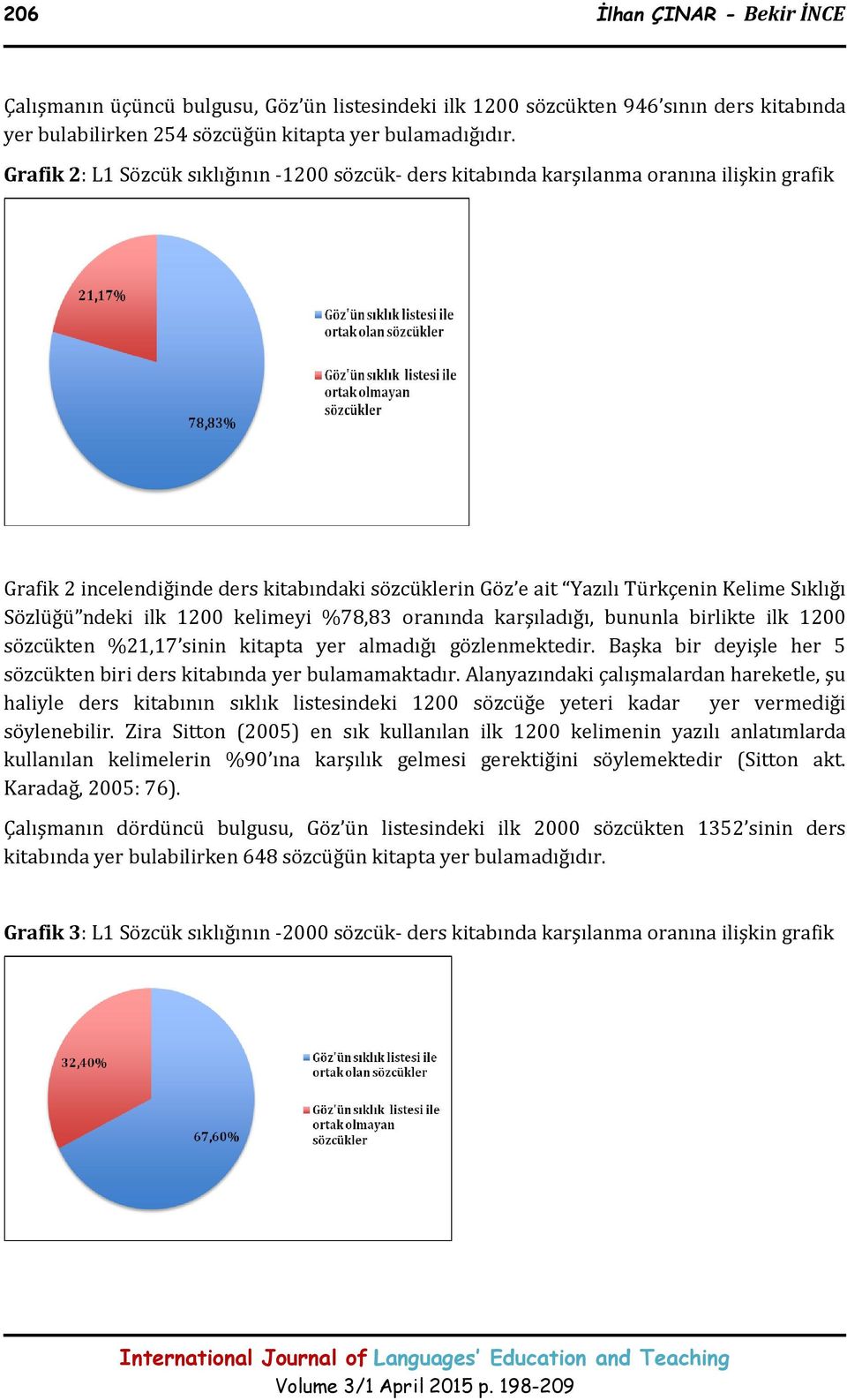 ndeki ilk 1200 kelimeyi %78,83 oranında karşıladığı, bununla birlikte ilk 1200 sözcükten %21,17 sinin kitapta yer almadığı gözlenmektedir.