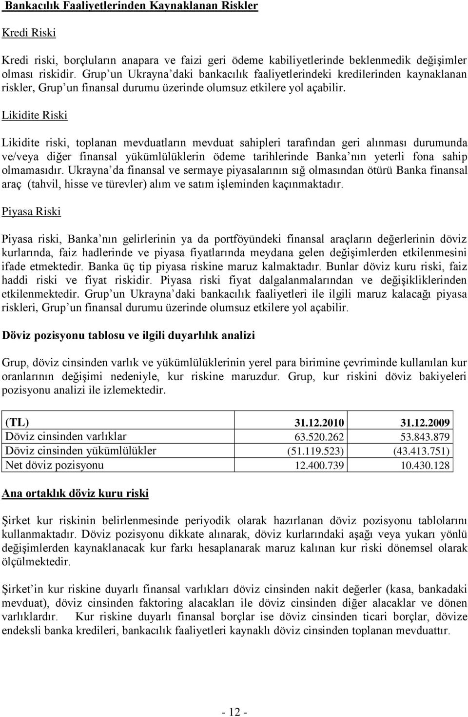 Likidite Riski Likidite riski, toplanan mevduatların mevduat sahipleri tarafından geri alınması durumunda ve/veya diğer finansal yükümlülüklerin ödeme tarihlerinde Banka nın yeterli fona sahip