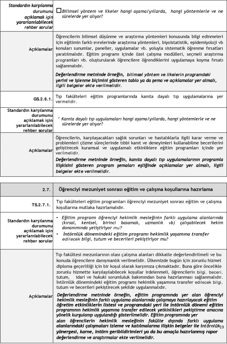 uygulamalar vb. yoluyla sistematik öğrenme fırsatları yaratılmalıdır. Eğitim programı içinde özel çalışma modülleri, seçmeli araştırma programları vb.