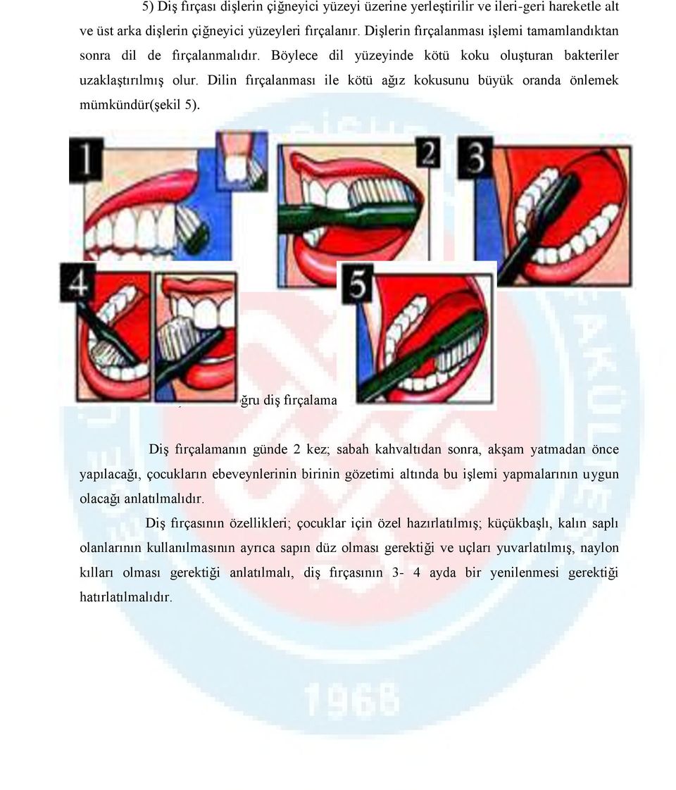 Dilin fırçalanması ile kötü ağız kokusunu büyük oranda önlemek mümkündür(şekil 5).