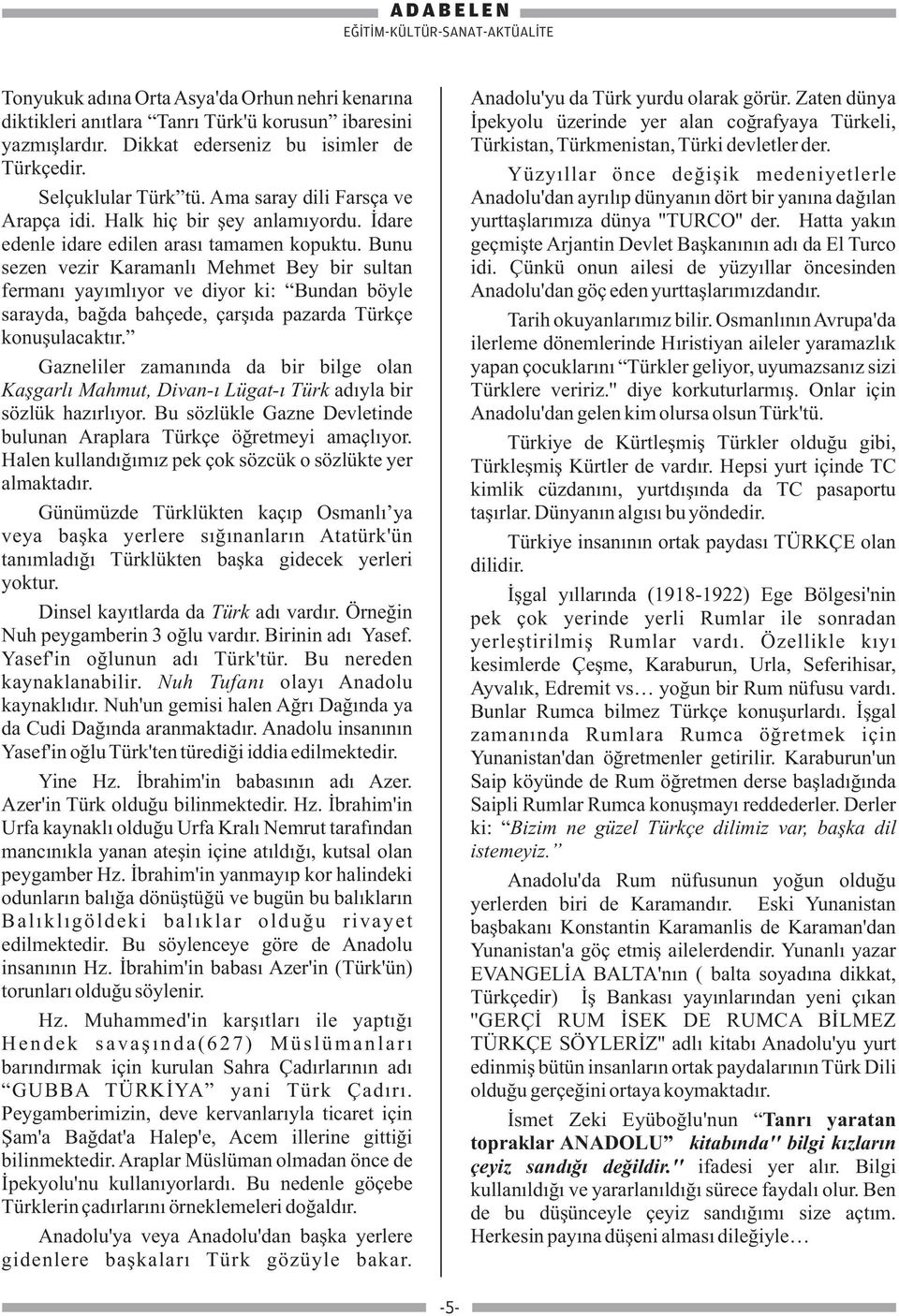 Bunu sezen vezir Karamanlı Mehmet Bey bir sultan fermanı yayımlıyor ve diyor ki: Bundan böyle sarayda, bağda bahçede, çarşıda pazarda Türkçe konuşulacaktır.