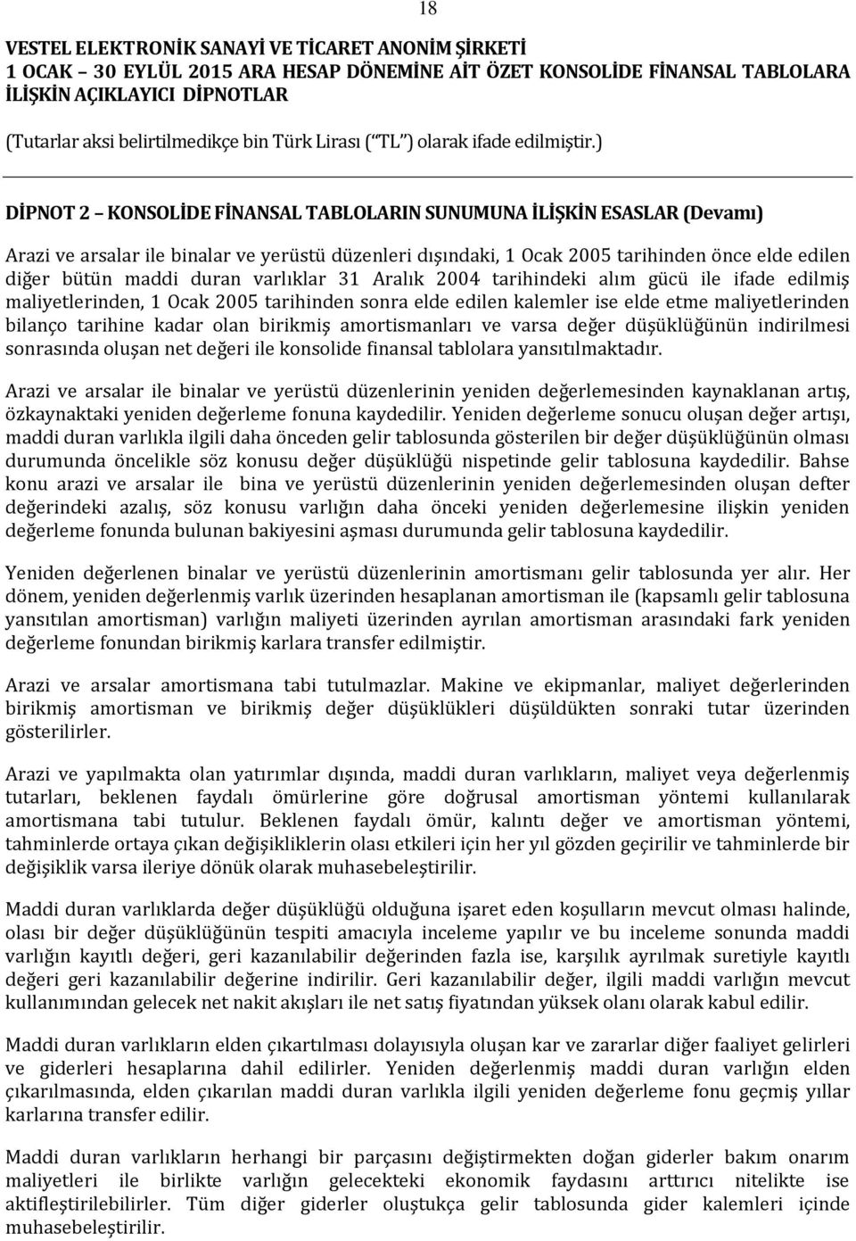 birikmiş amortismanları ve varsa değer düşüklüğünün indirilmesi sonrasında oluşan net değeri ile konsolide finansal tablolara yansıtılmaktadır.