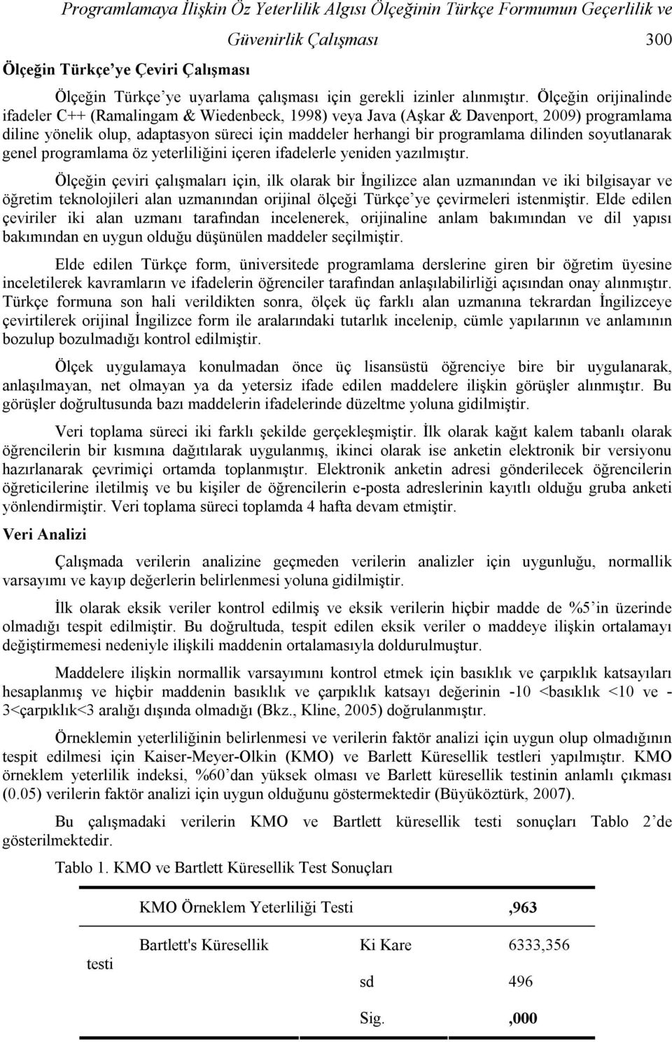 Ölçeğin orijinalinde ifadeler C++ (Ramalingam & Wiedenbeck, 1998) veya Java (Aşkar & Davenport, 2009) programlama diline yönelik olup, adaptasyon süreci için maddeler herhangi bir programlama