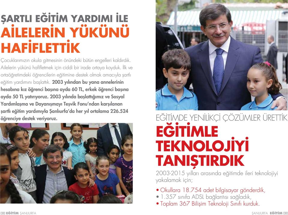 2003 yılından bu yana annelerinin hesabına kız öğrenci başına ayda 60 TL, erkek öğrenci başına ayda 50 TL yatırıyoruz.