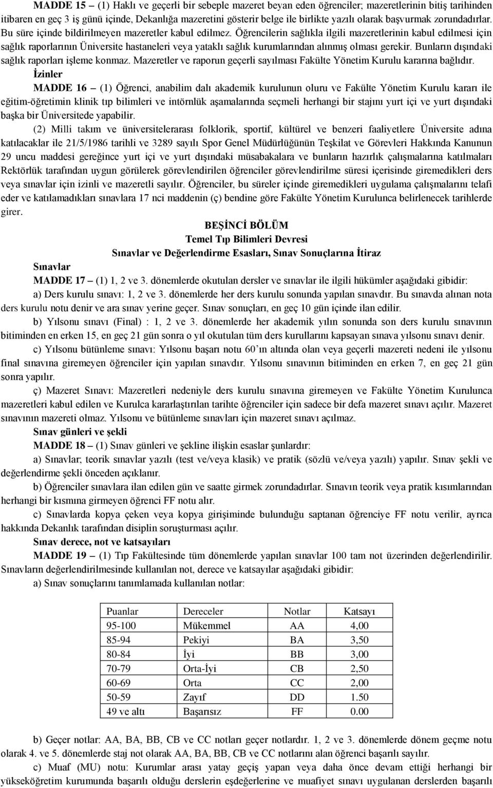 Öğrencilerin sağlıkla ilgili mazeretlerinin kabul edilmesi için sağlık raporlarının Üniversite hastaneleri veya yataklı sağlık kurumlarından alınmış olması gerekir.