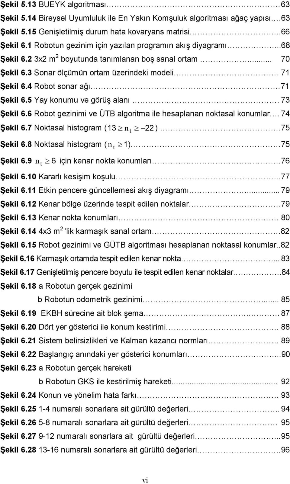 4 Robo onar ağı 71 Şekil 6.5 Yay konumu ve görüş alanı.. 73 Şekil 6.6 Robo gezinimi ve ÜTB algorima ile heaplanan nokaal konumlar. 74 Şekil 6.7 Nokaal hiogram ( 13 n 22). 75 Şekil 6.