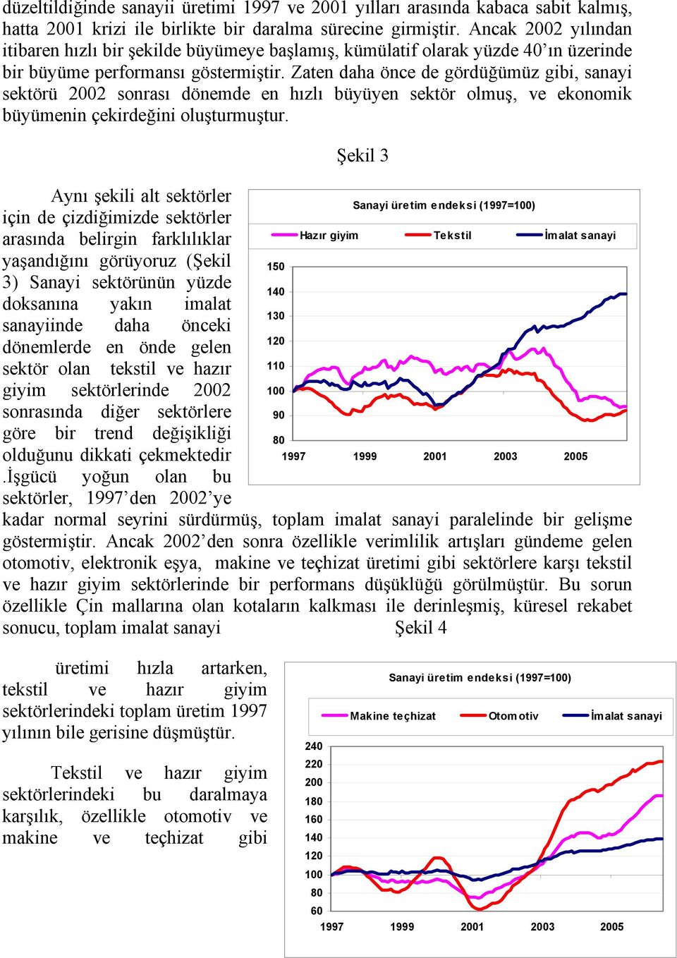 Zaten daha önce de gördüğümüz gibi, sanayi sektörü 2002 sonrası dönemde en hızlı büyüyen sektör olmuş, ve ekonomik büyümenin çekirdeğini oluşturmuştur.