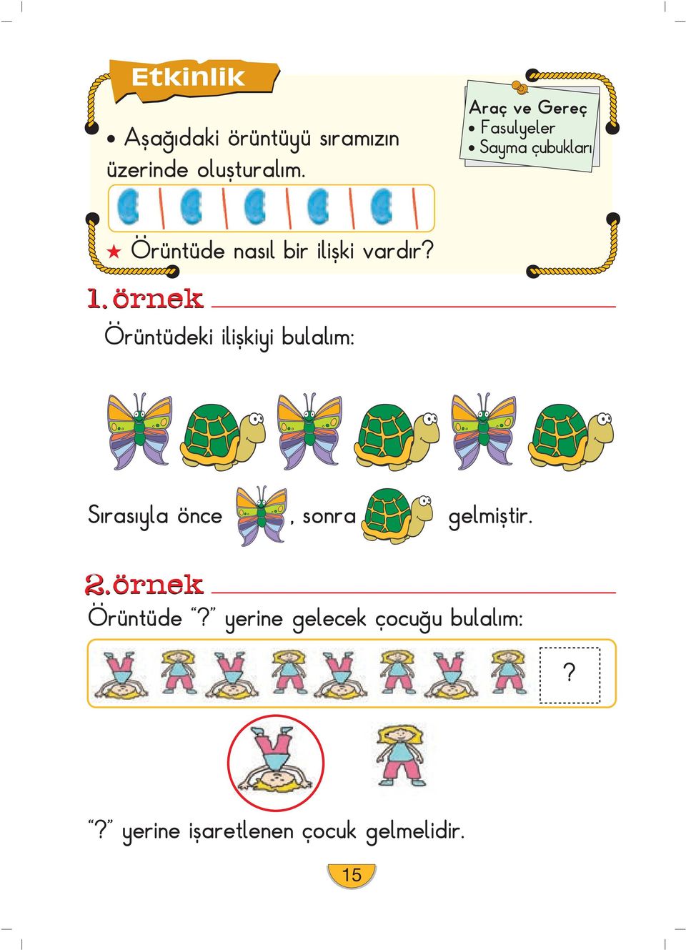 r? Örüntüdeki iliflkiyi bulal m: S ras yla önce, sonra gelmifltir.