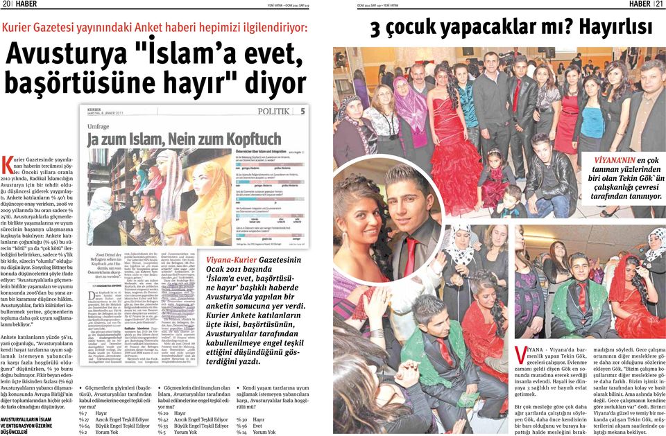 Hayırlısı Kurier Gazetesinde yayınlanan haberin tercümesi şöyle: Önceki yıllara oranla 2010 yılında, Radikal İslamcılığın Avusturya için bir tehdit olduğu düşüncesi giderek yaygınlaştı.