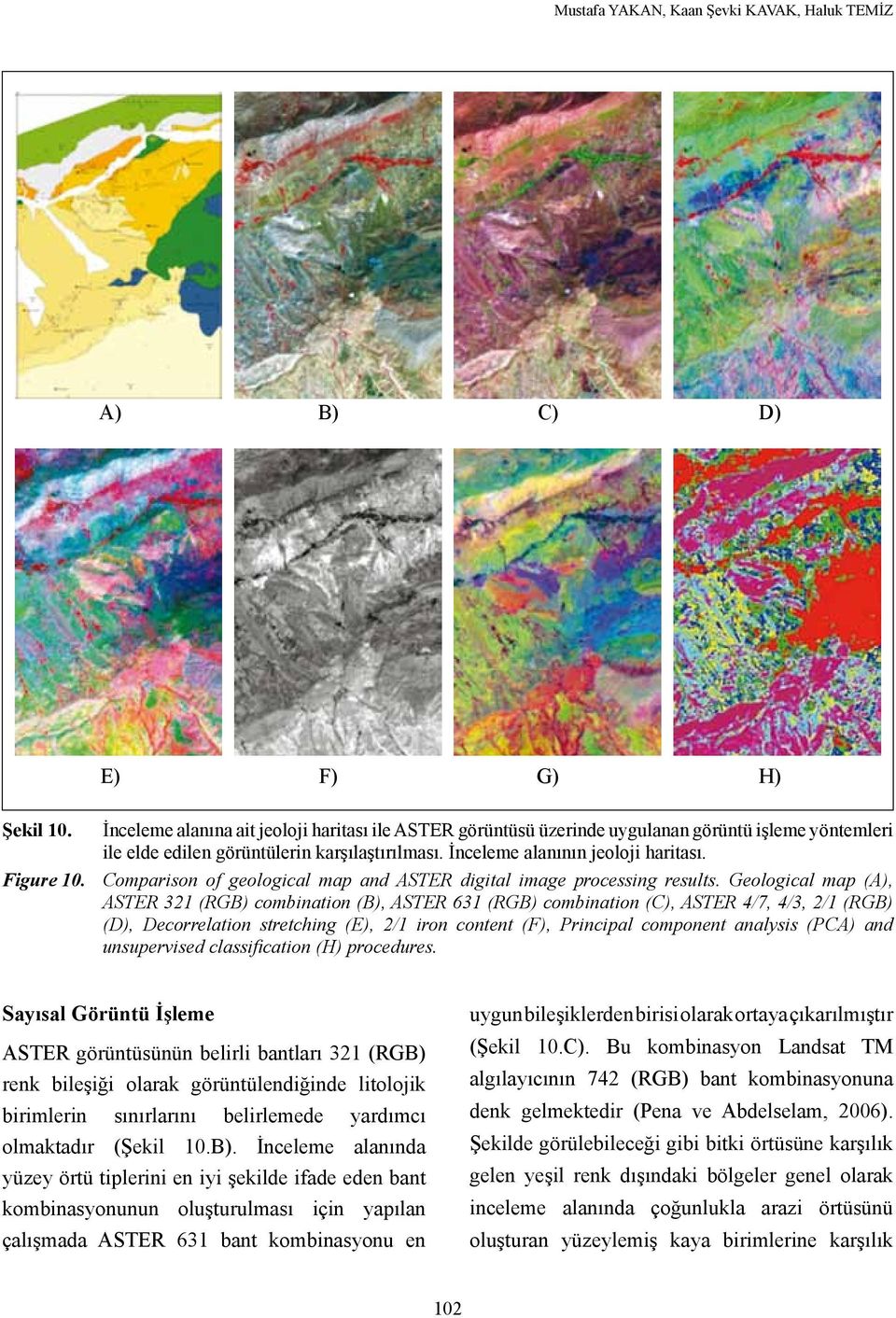 Comparison of geological map and ASTER digital image processing results.