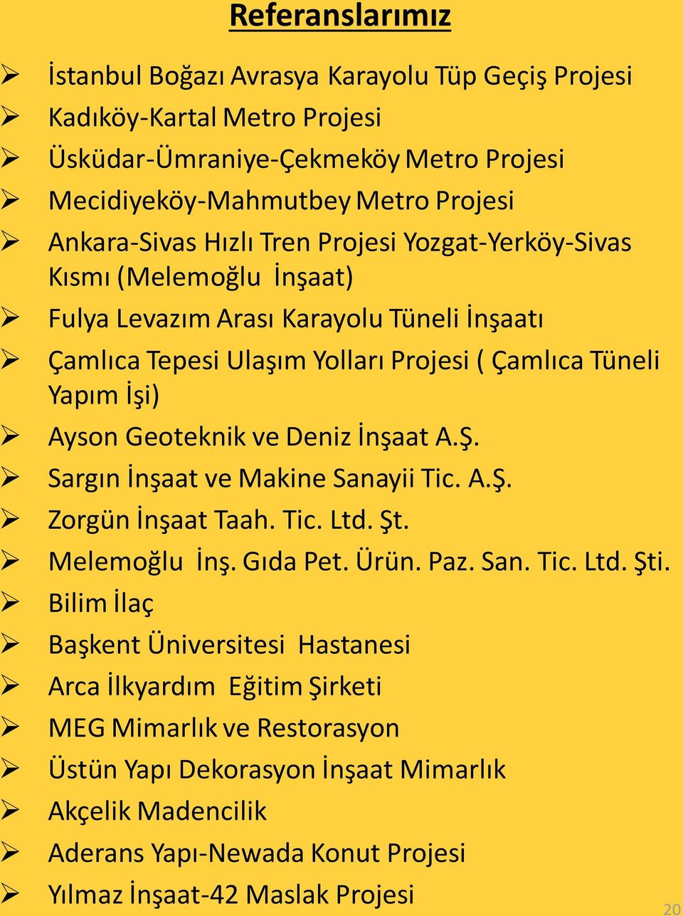 Geoteknik ve Deniz İnşaat A.Ş. Sargın İnşaat ve Makine Sanayii Tic. A.Ş. Zorgün İnşaat Taah. Tic. Ltd. Şt. Melemoğlu İnş. Gıda Pet. Ürün. Paz. San. Tic. Ltd. Şti.