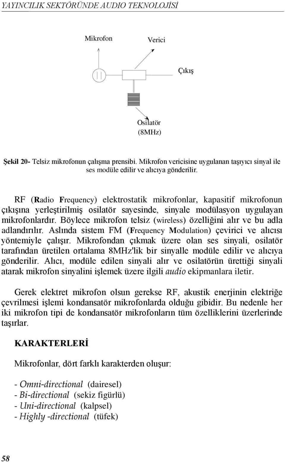 RF (Radio Frequency) elektrostatik mikrofonlar, kapasitif mikrofonun çıkışına yerleştirilmiş osilatör sayesinde, sinyale modülasyon uygulayan mikrofonlardır.