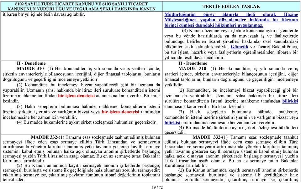 (3) Kamu düzenine veya işletme konusuna aykırı işlemlerde veya bu yönde hazırlıklarda ya da muvazaalı iş ve faaliyetlerde bulunduğu belirlenen ticaret şirketleri hakkında, özel kanunlardaki hükümler