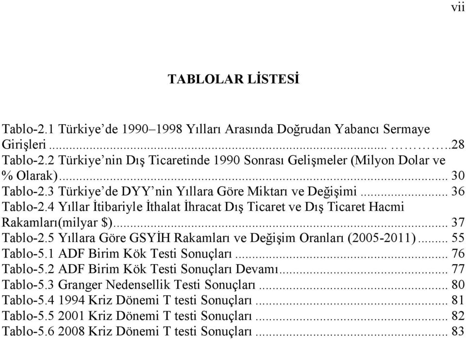 4 Yıllar İtibariyle İthalat İhracat Dış Ticaret ve Dış Ticaret Hacmi Rakamları(milyar $)... 37 Tablo-2.5 Yıllara Göre GSYİH Rakamları ve Değişim Oranları (2005-2011)... 55 Tablo-5.