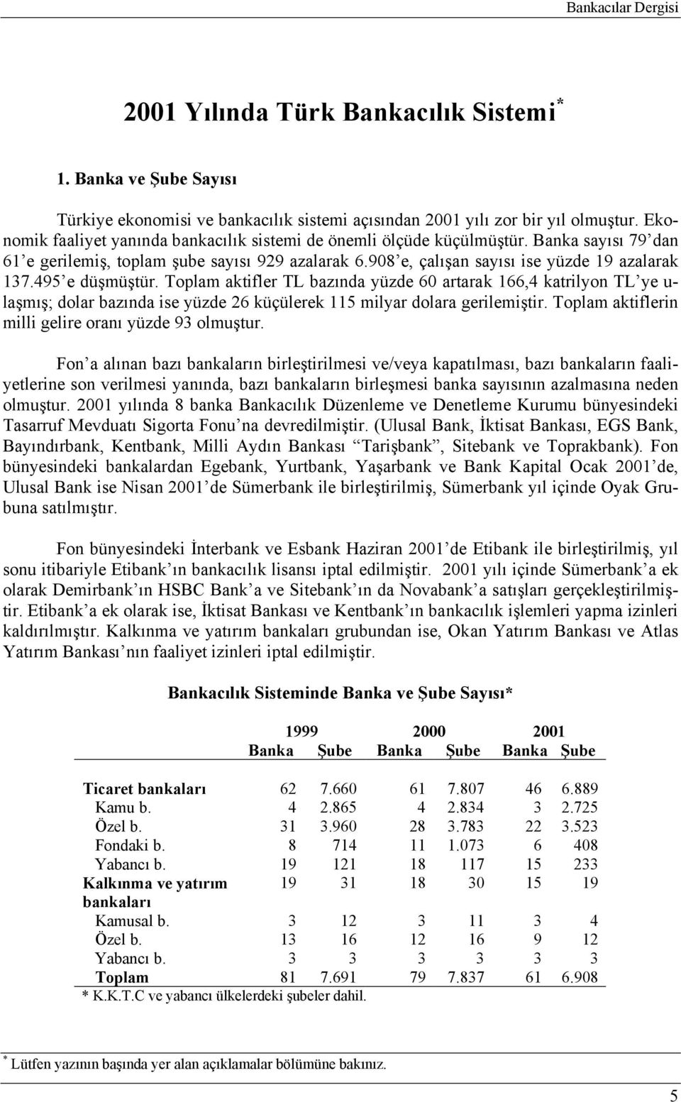 495 e düşmüştür. Toplam aktifler TL bazında yüzde 60 artarak 166,4 katrilyon TL ye u- laşmış; dolar bazında ise yüzde 26 küçülerek 115 milyar dolara gerilemiştir.