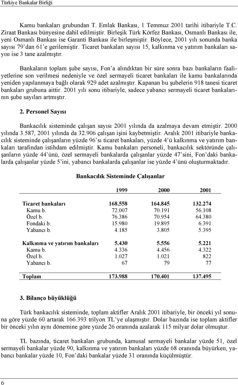 Ticaret bankaları sayısı 15, kalkınma ve yatırım bankaları sayısı ise 3 tane azalmıştır.