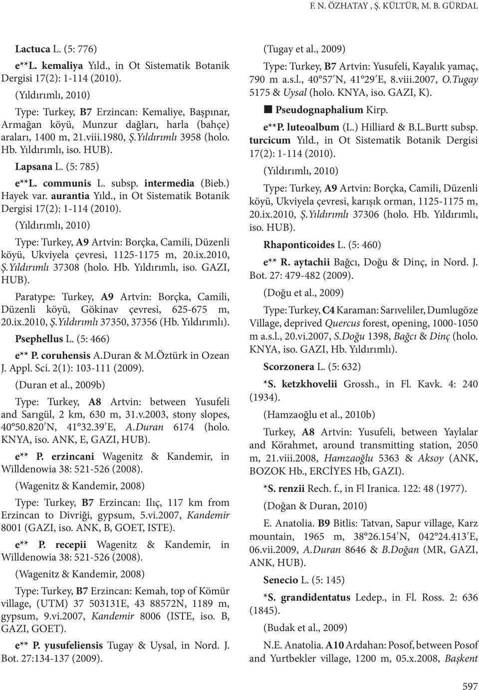 communis L. subsp. intermedia (Bieb.) Hayek var. aurantia Yıld., in Ot Sistematik Botanik Dergisi 17(2): 1-114 (2010).