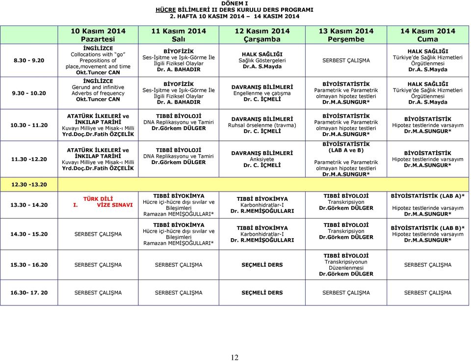 İlgili Fiziksel Olaylar Dr. A. BAHADIR Sağlık Göstergeleri Dr.A. S.Mayda Türkiye de Sağlık Hizmetleri Örgütlenmesi Dr.A. S.Mayda Gerund and infinitive Adverbs of frequency Ses-İşitme ve Işık-Görme İle İlgili Fiziksel Olaylar Dr.