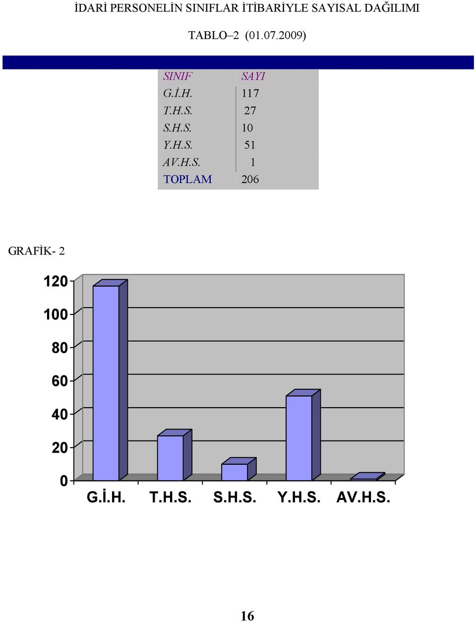 H.S. 10 Y.H.S. 51 AV.H.S. 1 TOPLAM 206 GRAFĐK- 2 120 100 80 60 40 20 0 G.