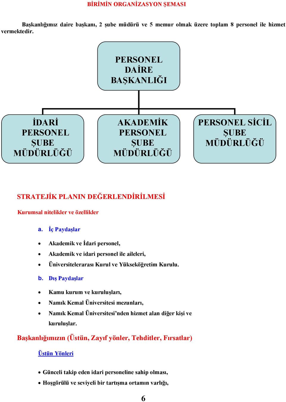 Đç Paydaşlar Akademik ve Đdari personel, Akademik ve idari personel ile aileleri, Üniversitelerarası Kurul ve Yükseköğretim Kurulu. b.