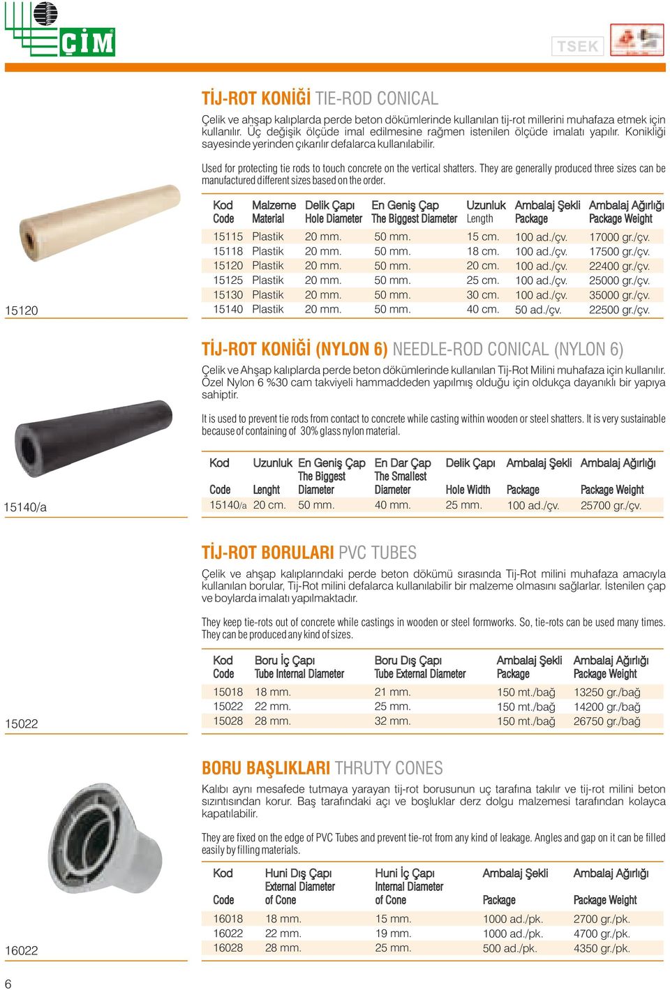 Used for protecting tie rods to touch concrete on the vertical shatters. They are generally produced three sizes can be manufactured different sizes based on the order.